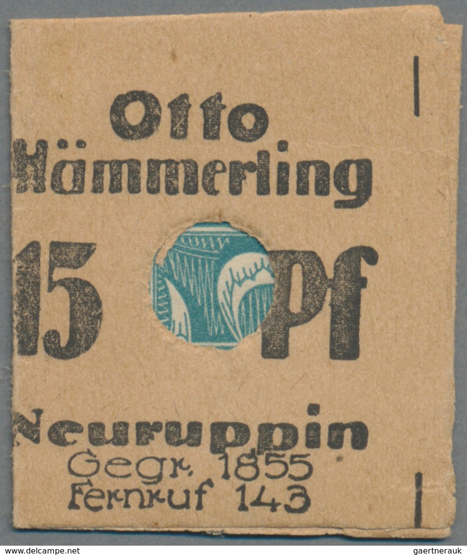 Deutschland - Briefmarkennotgeld: NEURUPPIN, Hämmerling, Kaufhaus, 15 Pf. Ziffer, Im Kleinen Faltkar - Otros & Sin Clasificación