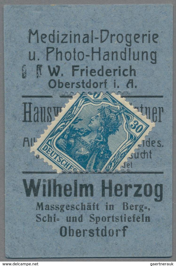 Deutschland - Briefmarkennotgeld: OBERSTDORF, Wilhelm Herzog, Medizinal-Drogerie, 30 Pf. Germania Bl - Sonstige & Ohne Zuordnung