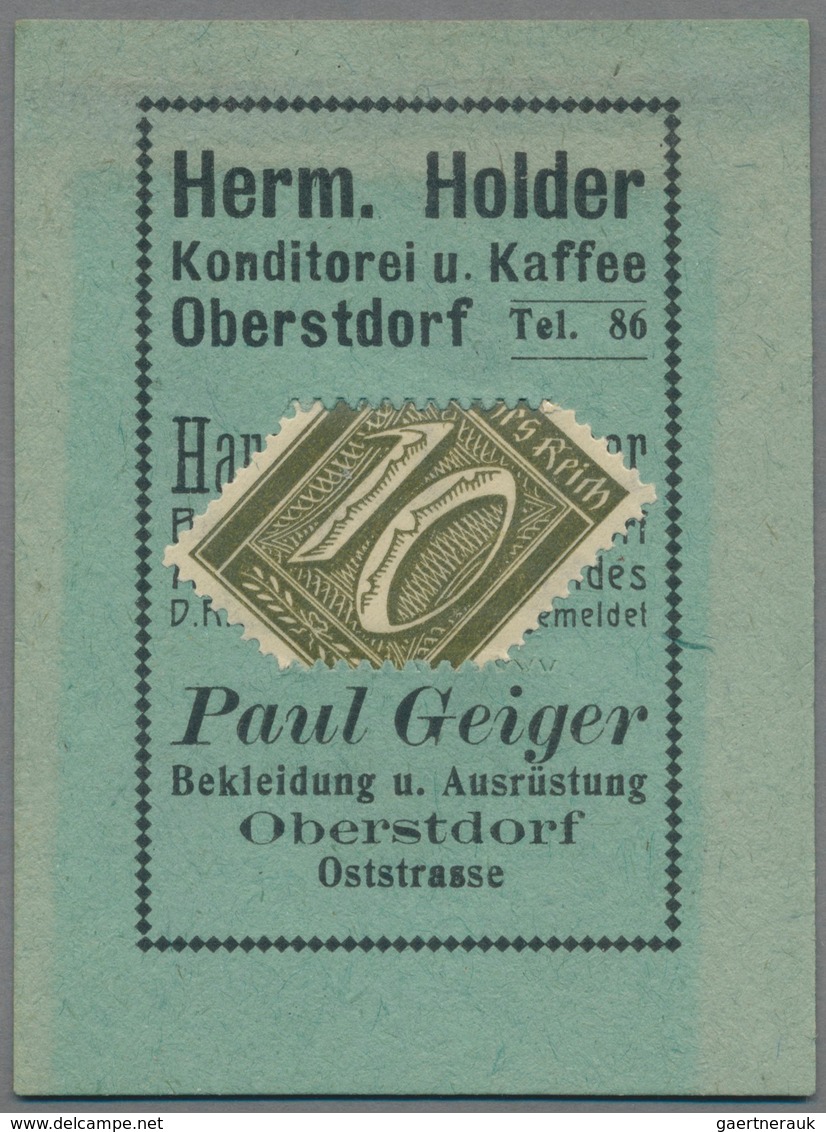 Deutschland - Briefmarkennotgeld: OBERSTDORF, Herm. Holder, Konditorei Und Kaffee, 10 Pf. Ziffer, Im - Sonstige & Ohne Zuordnung