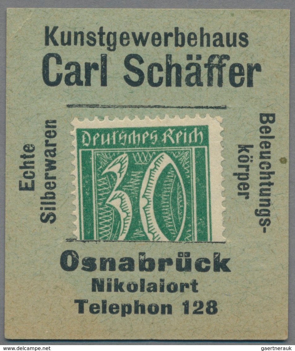 Deutschland - Briefmarkennotgeld: OSNABRÜCK, Carl Schäffer, Kunstgewerbehaus, 30 Pf. Ziffer, In Grün - Andere & Zonder Classificatie