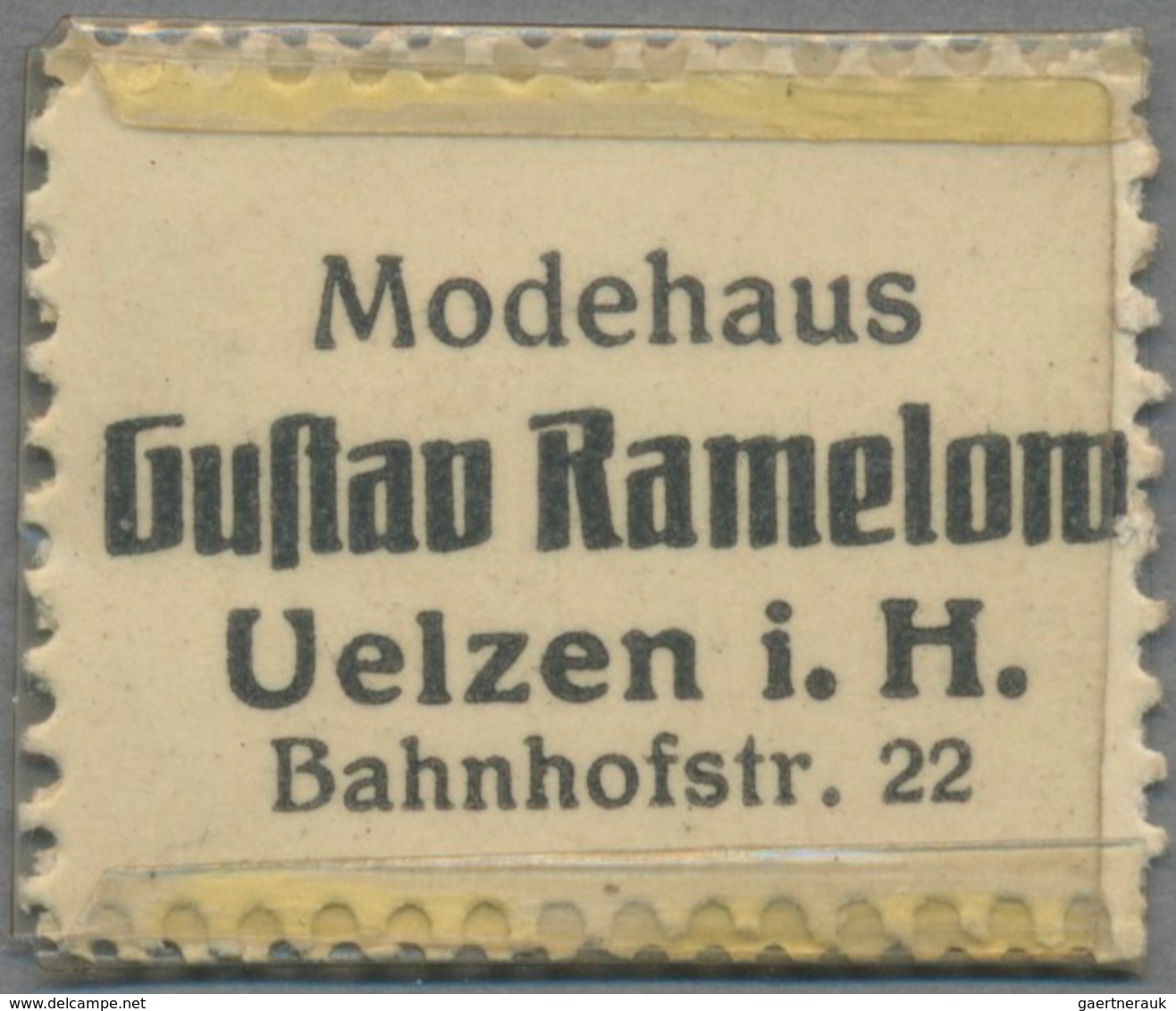 Deutschland - Briefmarkennotgeld: UELZEN, Gustav Ramelow, Modehaus, Germania 5 Pf. Braun In Kleiner - Andere & Zonder Classificatie