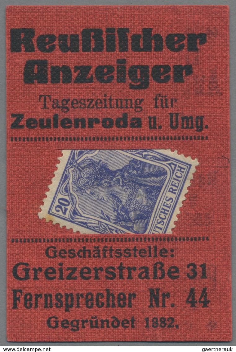 Deutschland - Briefmarkennotgeld: ZEULENRODA, Reußischer Anzeiger Bzw. Buchdruckerei August Oberreut - Sonstige & Ohne Zuordnung