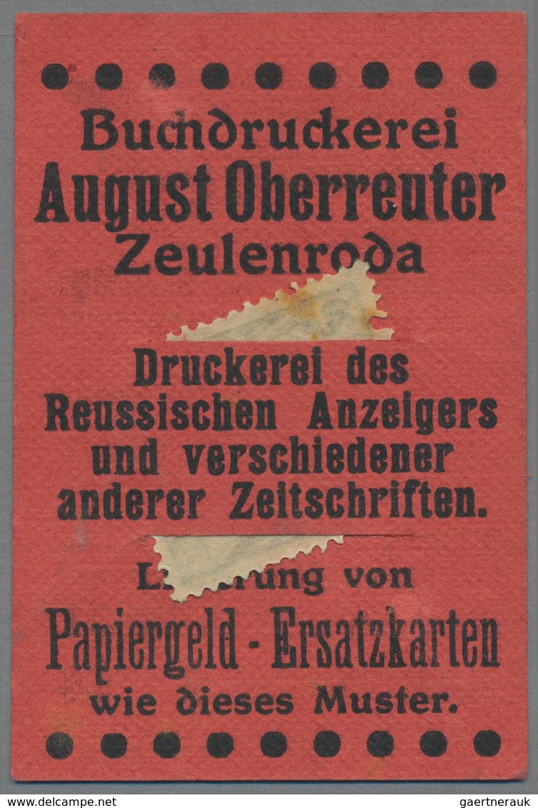 Deutschland - Briefmarkennotgeld: ZEULENRODA, Reußischer Anzeiger Bzw. Buchdruckerei August Oberreut - Andere & Zonder Classificatie