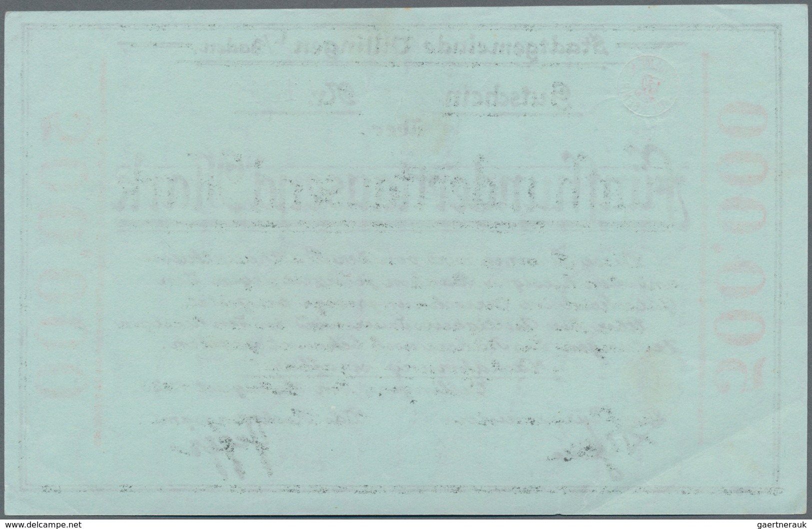 Deutschland - Notgeld - Baden: Villingen, Stadtgemeinde, 100 Tsd. Mark, 27.7.1923 - 15.9.1923, Erh. - Lokale Ausgaben