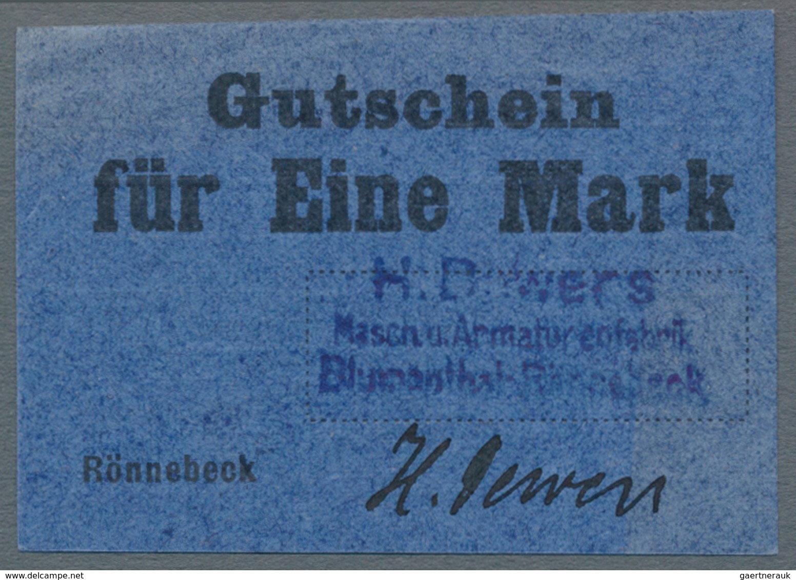 Deutschland - Notgeld - Bremen: Rönnebeck, H. Dewers, Masch. U. Armaturenfabrik, 1, 2, 3, 5 Mark (je - [11] Lokale Uitgaven