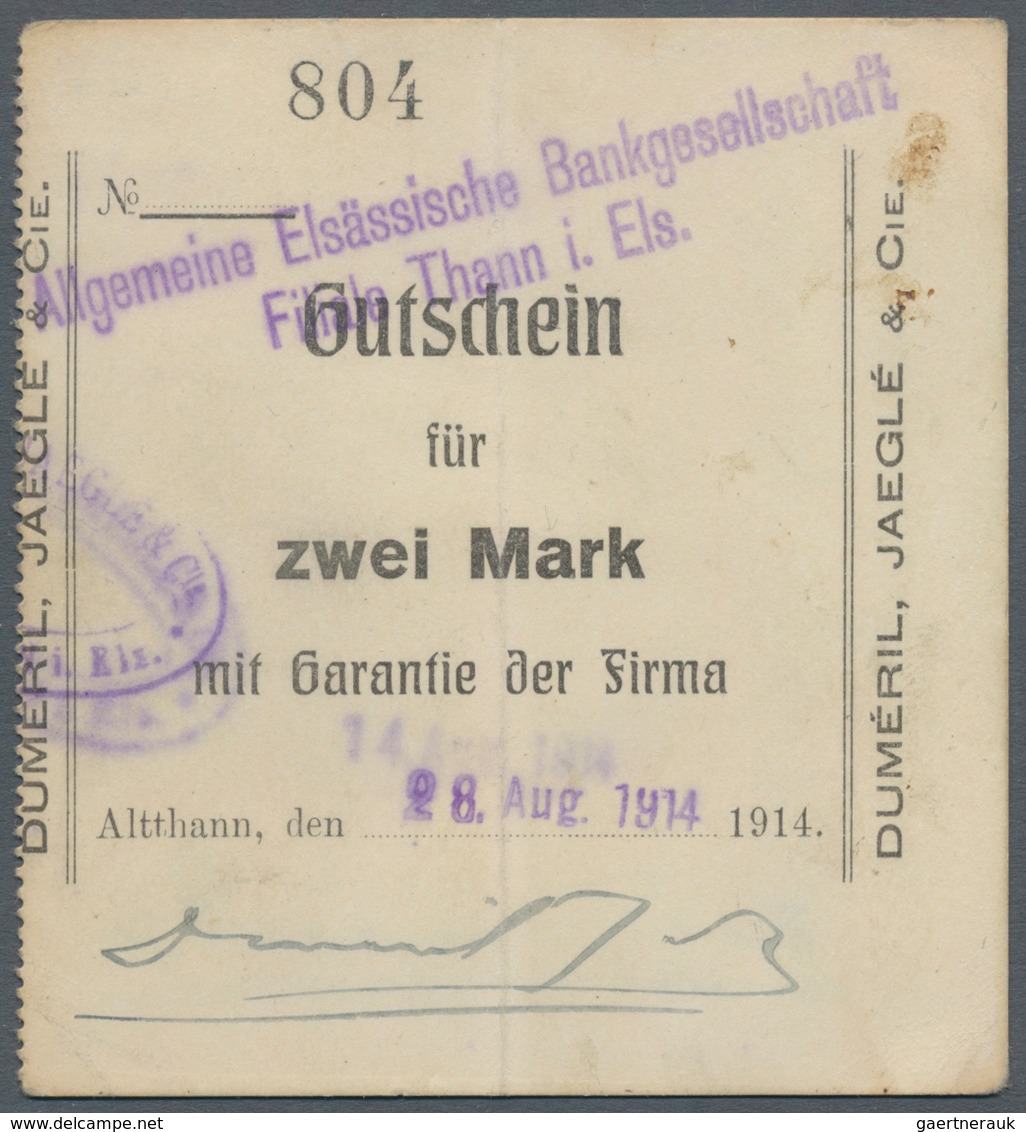 Deutschland - Notgeld - Elsass-Lothringen: Altthann, Oberelsass, Duméril, Jaeglé & Cie., 2 Mark, Ste - Otros & Sin Clasificación