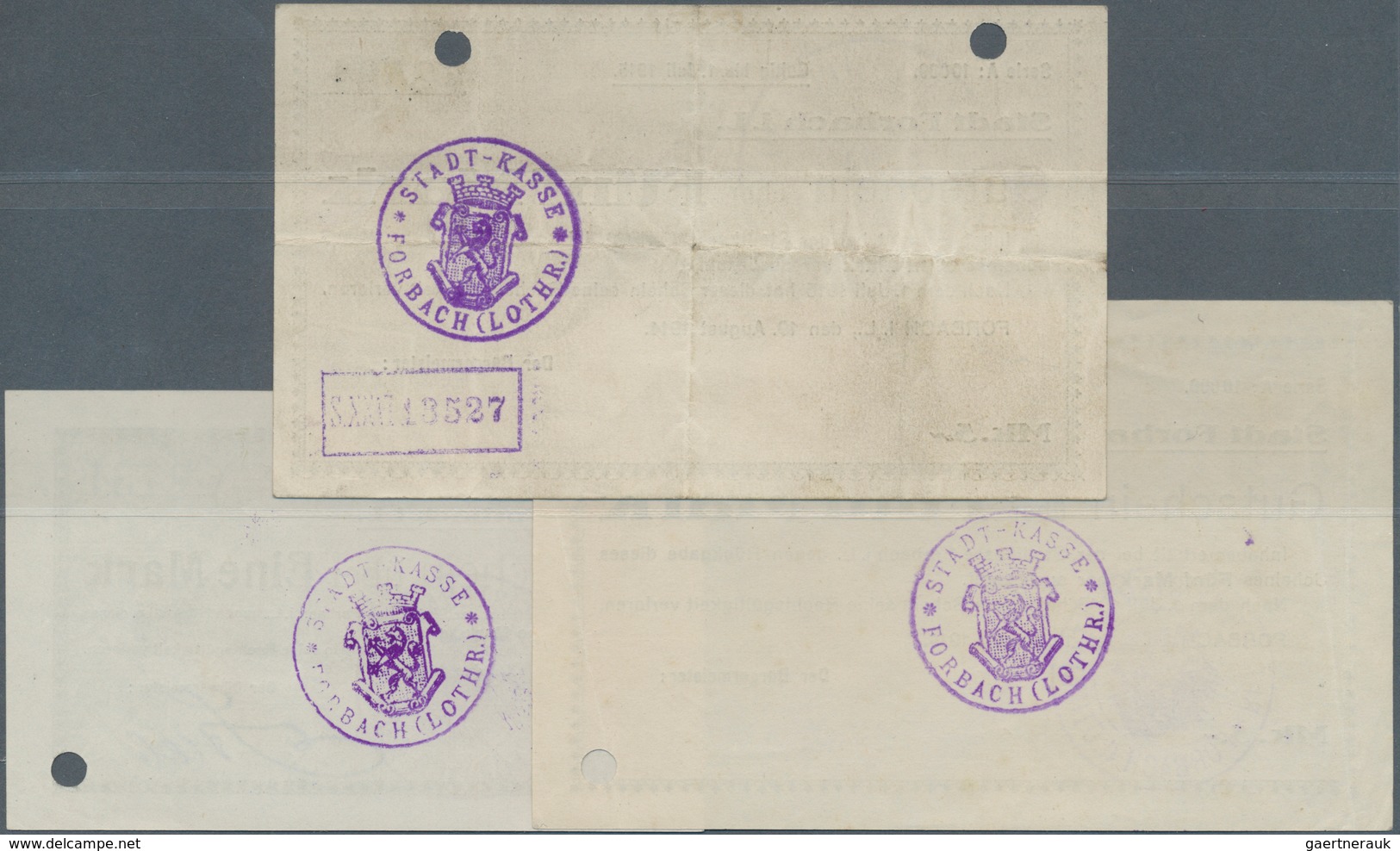 Deutschland - Notgeld - Elsass-Lothringen: Forbach, Lothringen, 5 Mark, 19.8.1914, Original, KN 5 Mm - Sonstige & Ohne Zuordnung