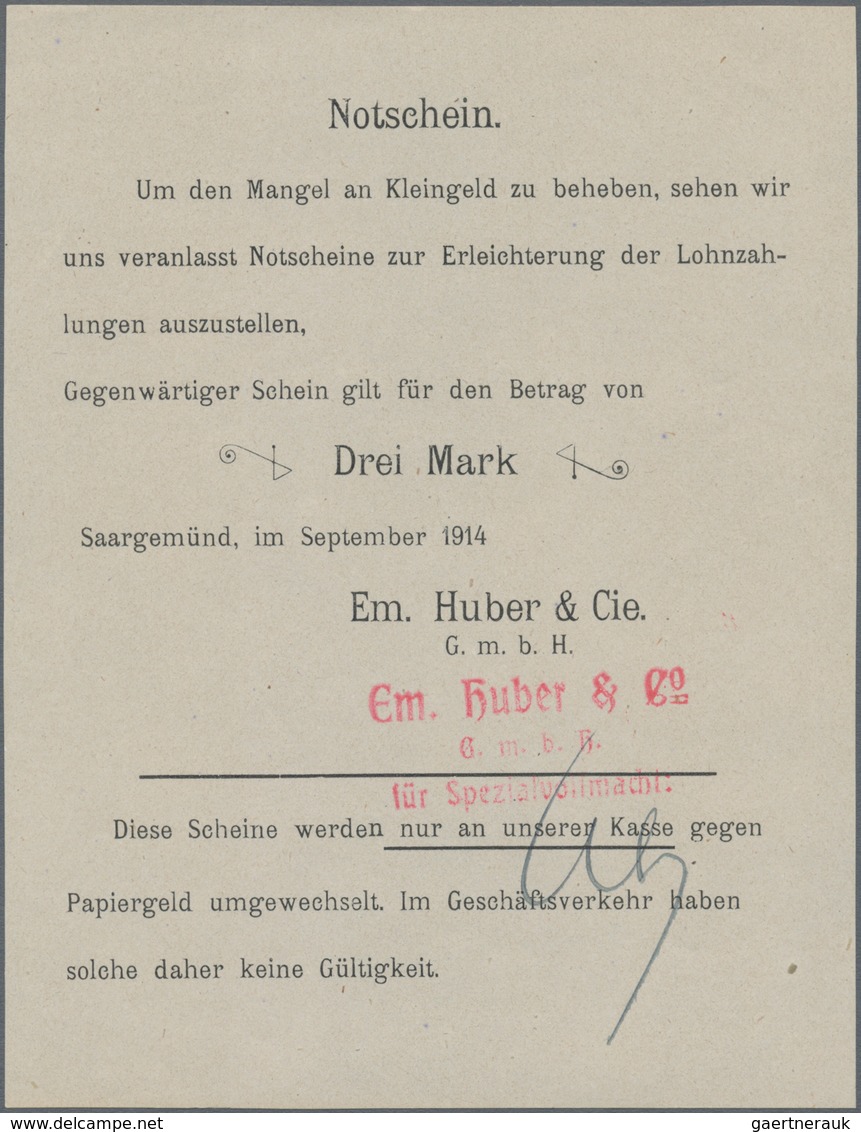 Deutschland - Notgeld - Elsass-Lothringen: Saargemünd, Lothringen, Em. Huber & Cie. G.m.b.H., 1, 2, - Otros & Sin Clasificación