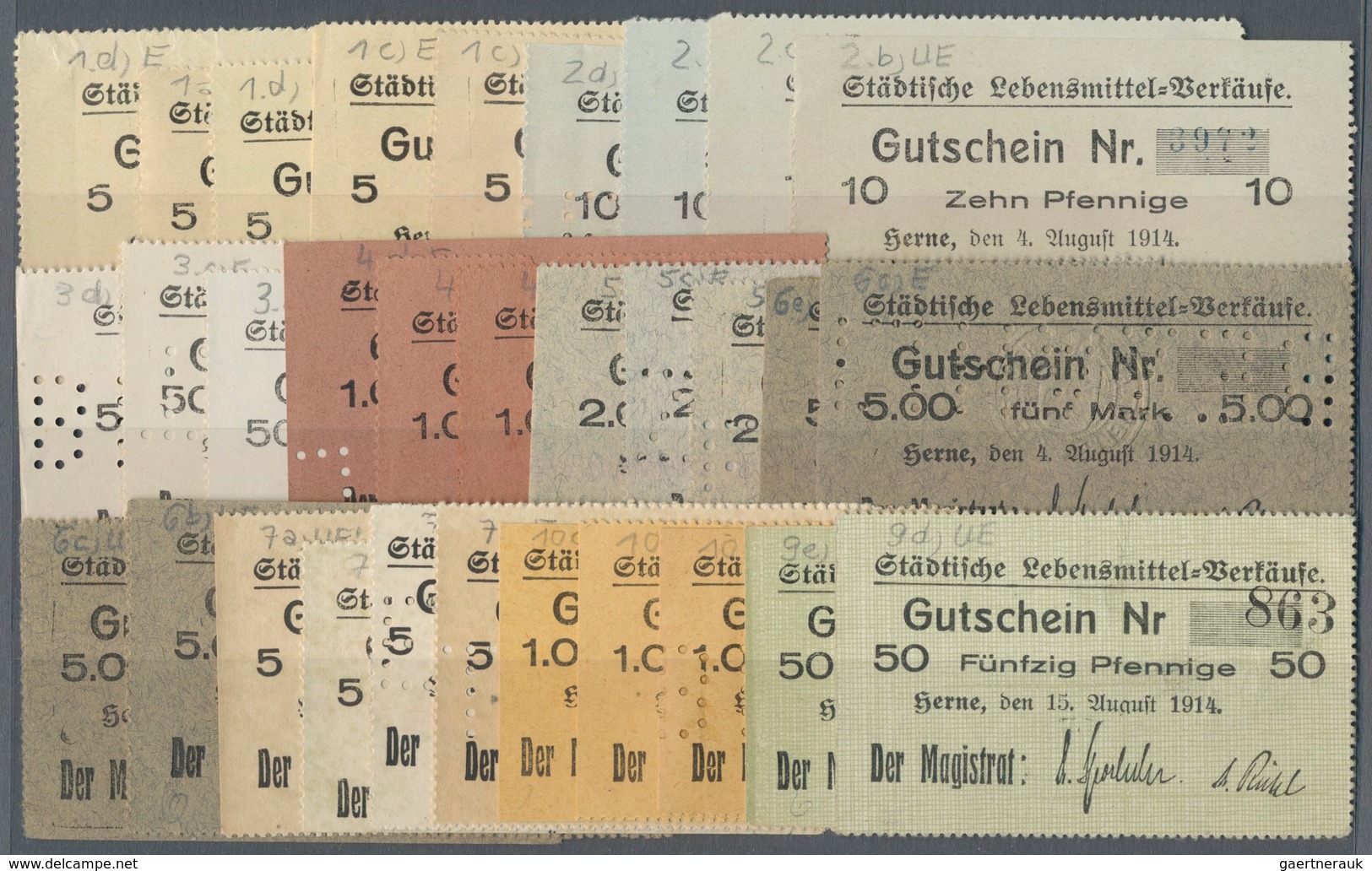 Deutschland - Notgeld - Westfalen: Herne, Magistrat, 5 (5, Dabei Type A Mit KN Und Prägestempel Unen - Andere & Zonder Classificatie