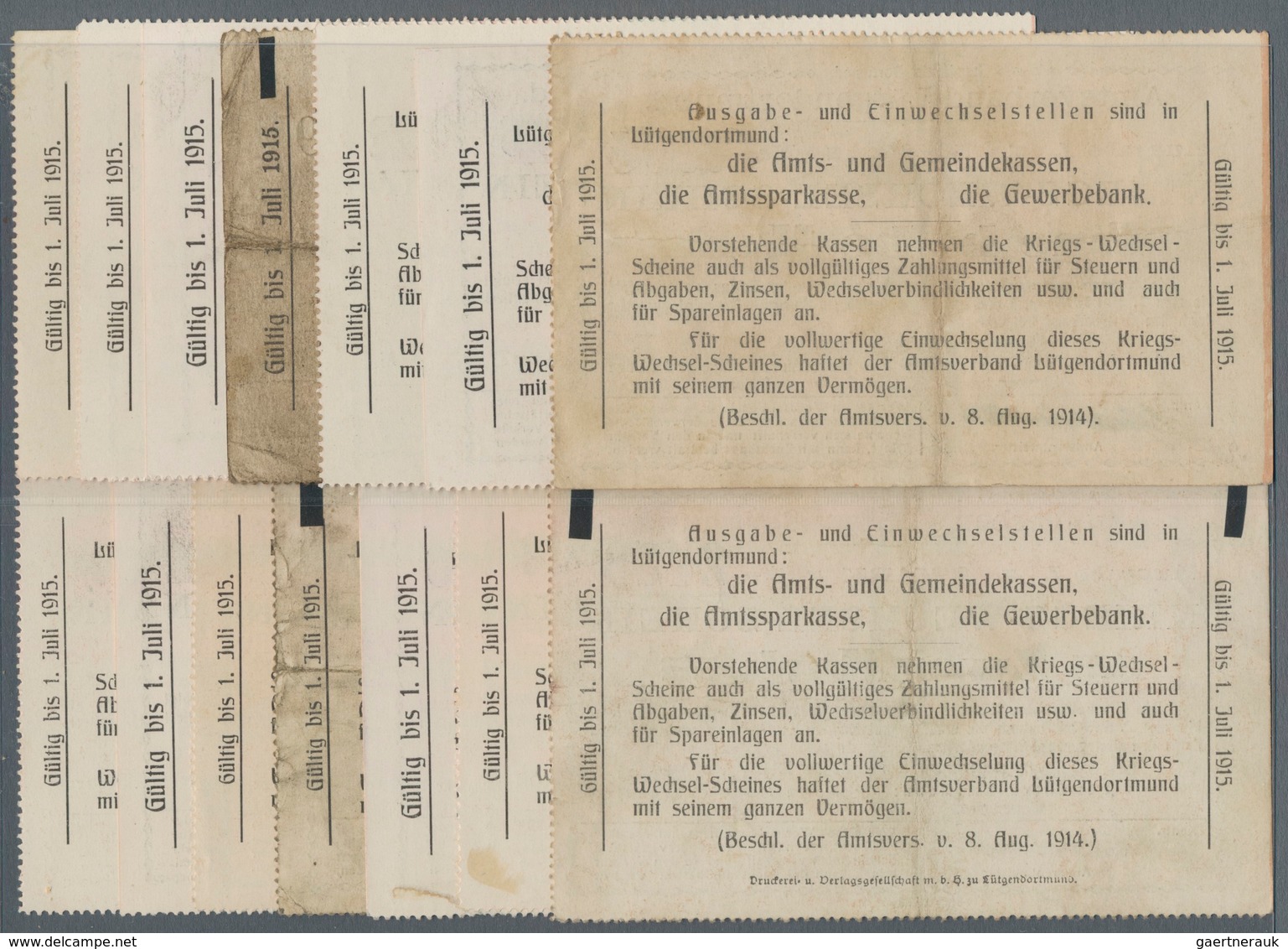 Deutschland - Notgeld - Westfalen: Lütgendortmund, Amtsverband, 1/2 (3), 1 (4), 2 (3), 3 (4) Mark, 8 - Otros & Sin Clasificación