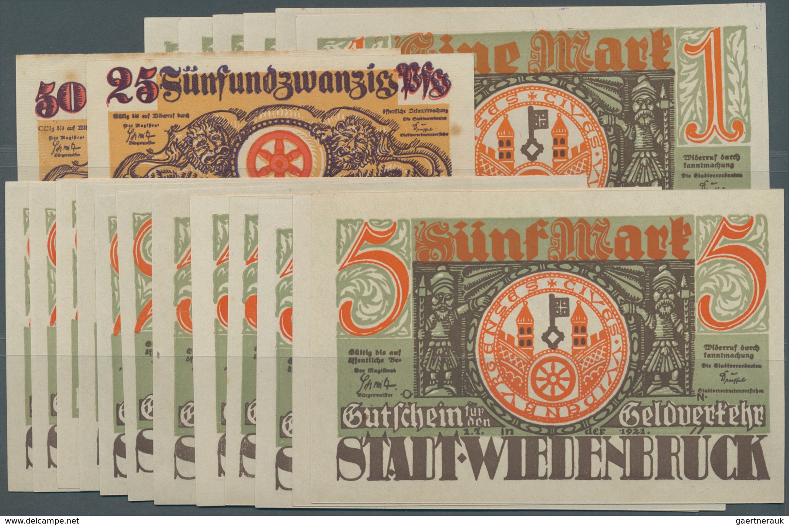 Deutschland - Notgeld - Westfalen: Wiedenbrück, Stadt, 25, 50 Pf., 6 X 1, 6 X 2, 6 X 5 Mark, 1.7.192 - Sonstige & Ohne Zuordnung