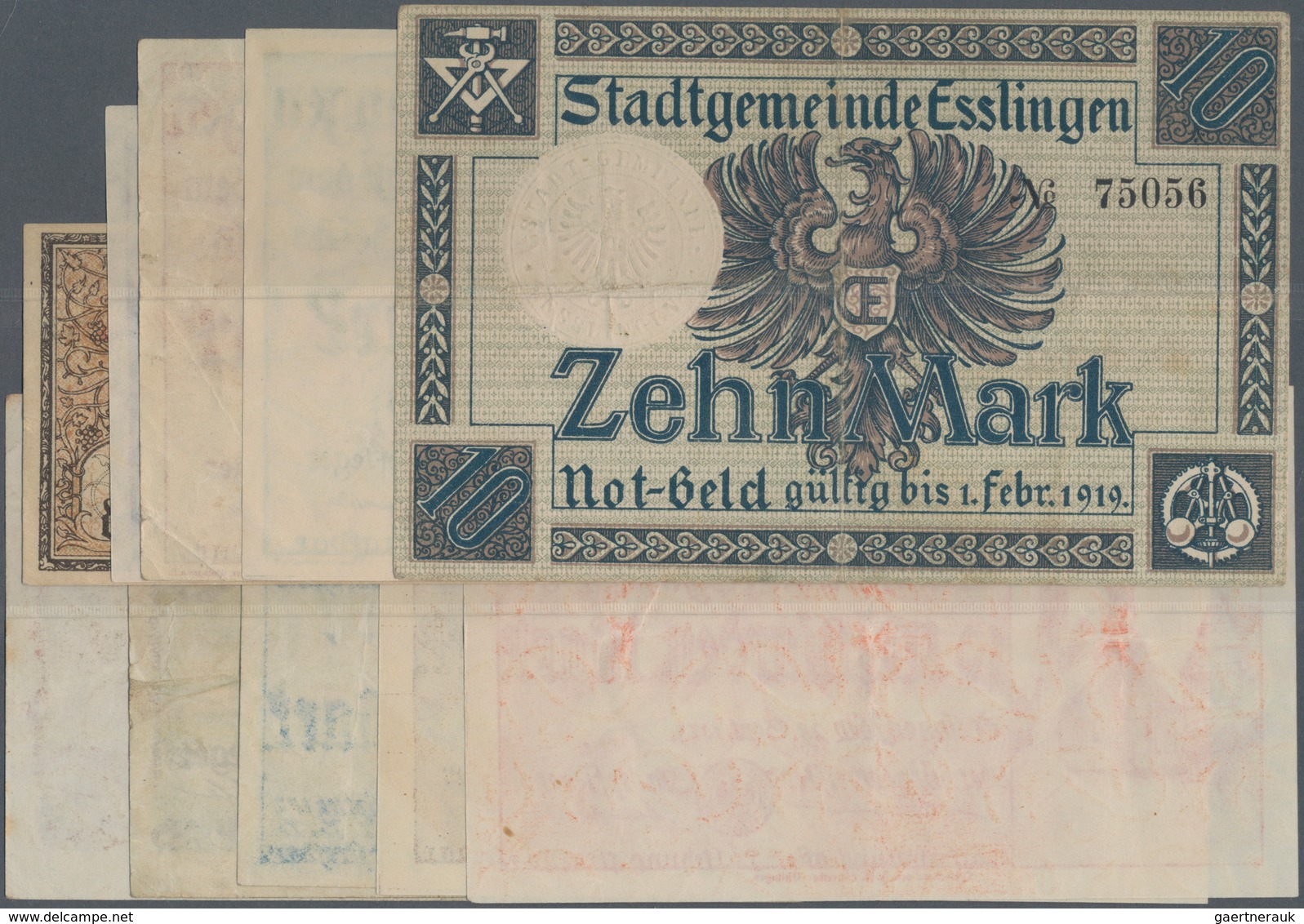 Deutschland - Notgeld - Württemberg: Esslingen, Stadt, 10 Mark, 1.11.1918; 500 Tsd., 1 Mio. Mark, 27 - [11] Lokale Uitgaven