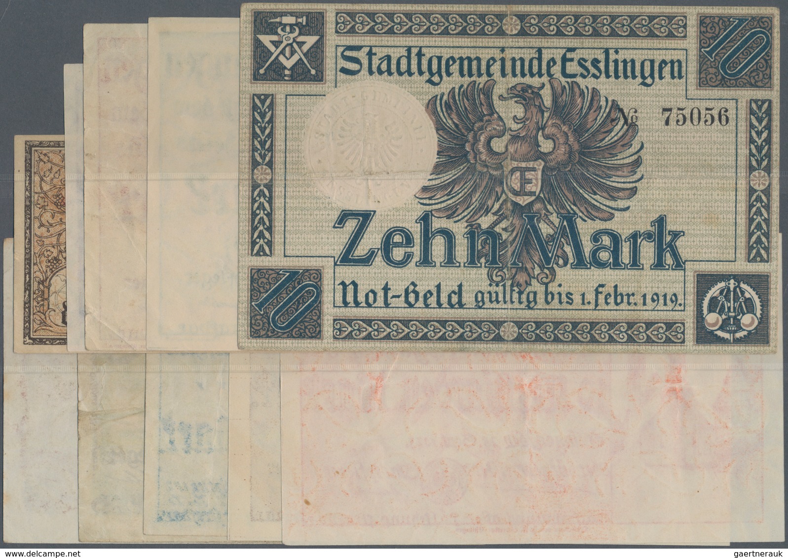 Deutschland - Notgeld - Württemberg: Esslingen, Stadt, 10 Mark, 1.11.1918; 500 Tsd., 1 Mio. Mark, 27 - [11] Emisiones Locales