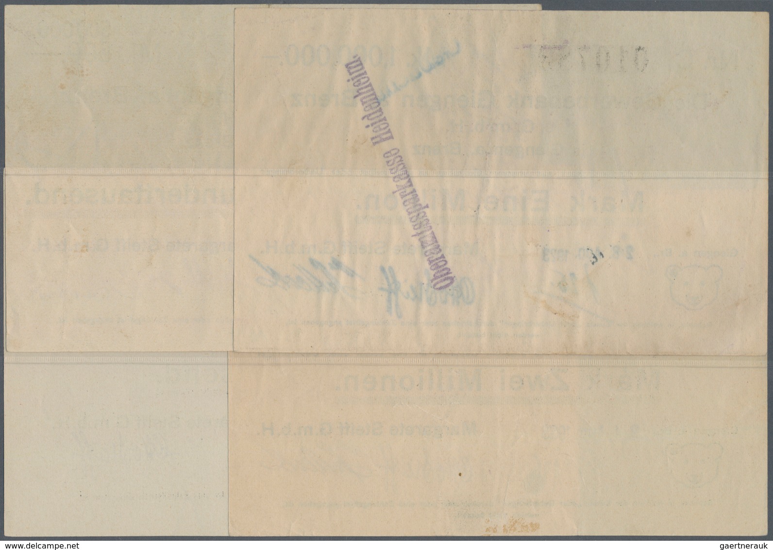 Deutschland - Notgeld - Württemberg: Giengen, Fa. Steiff, 1000 Mark, 2.2.1923; 500 Tsd. Mark, 17.8.1 - [11] Lokale Uitgaven