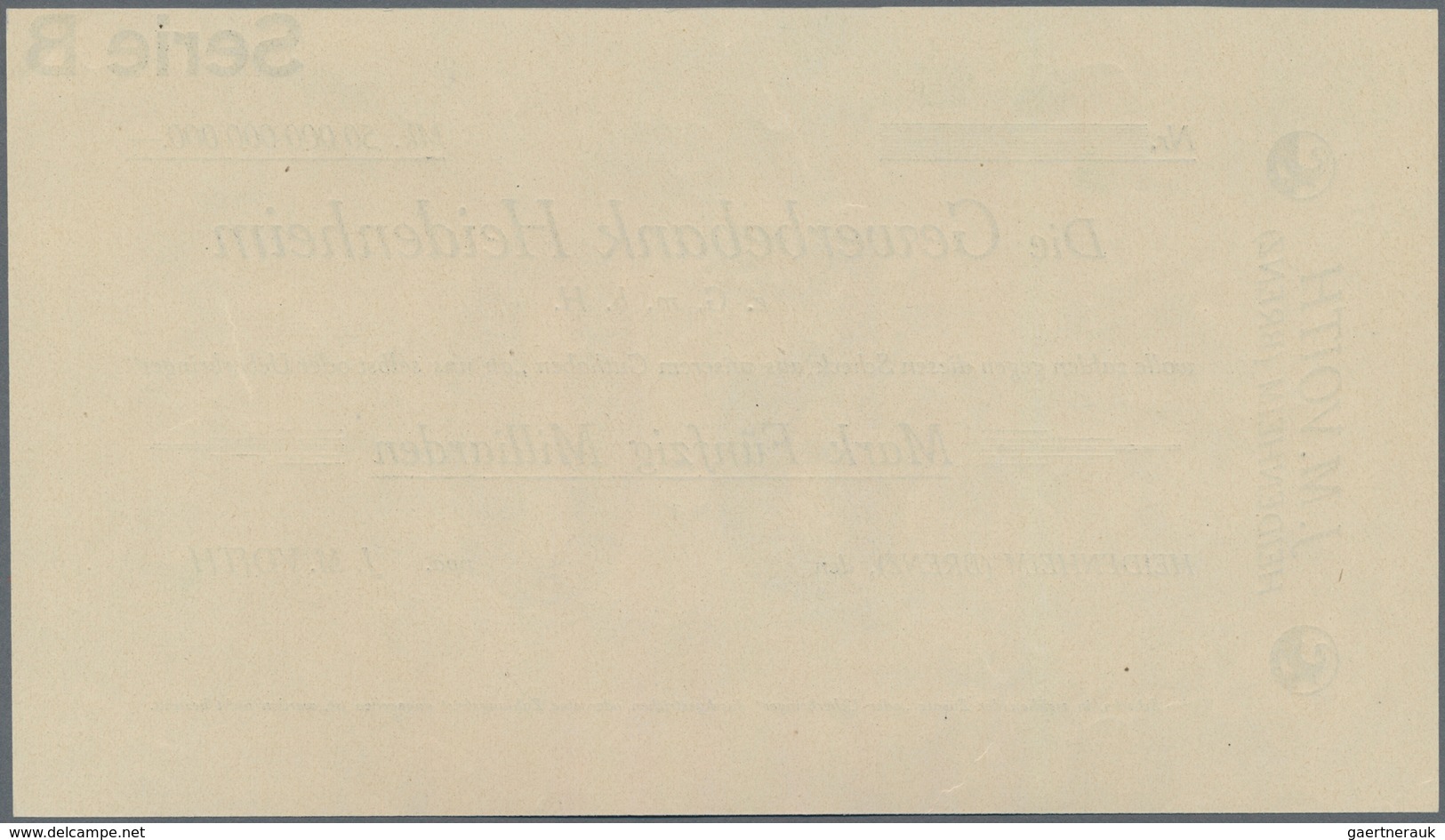 Deutschland - Notgeld - Württemberg: Heidenheim, J. M. Voith, 500 Mark, 29.9.1922, Erh. IV; 50 Mrd. - Lokale Ausgaben