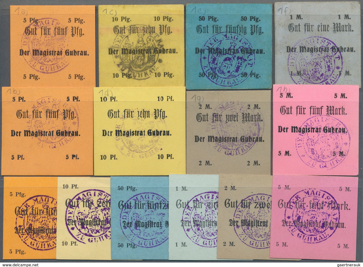 Deutschland - Notgeld - Ehemalige Ostgebiete: Guhrau, Schlesien, Magistrat, 5 Pfg., 5 Pf., 10 Pfg., - Autres & Non Classés