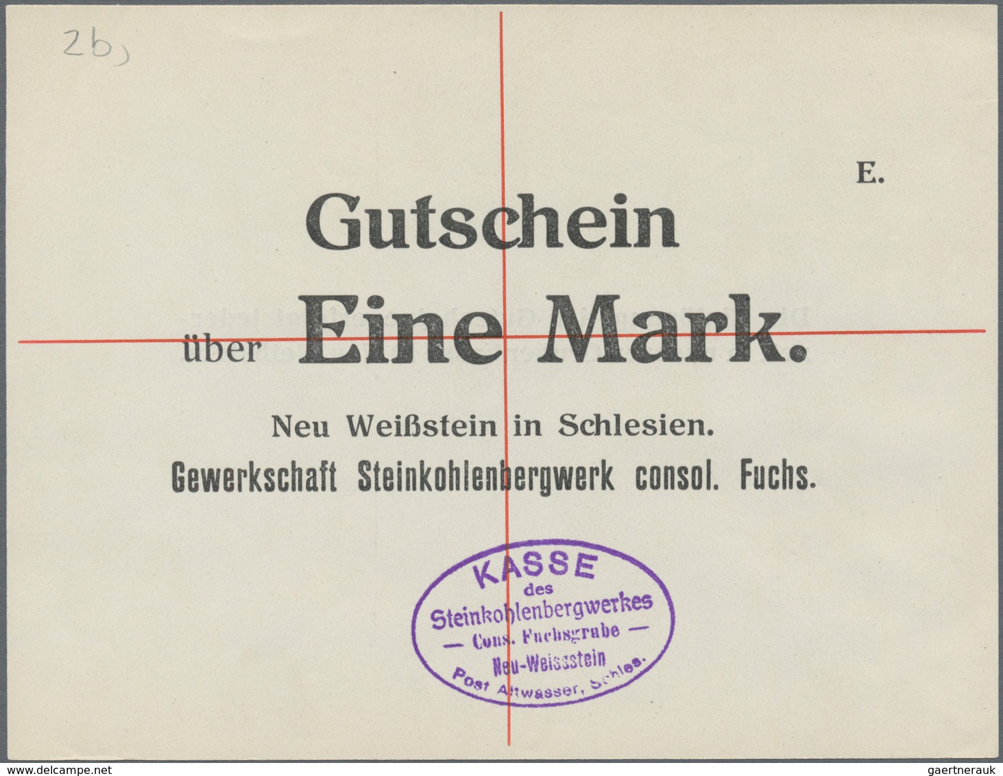 Deutschland - Notgeld - Ehemalige Ostgebiete: Neu-Weißstein, Schlesien, Gewerkschaft Steinkohlenberg - Sonstige & Ohne Zuordnung