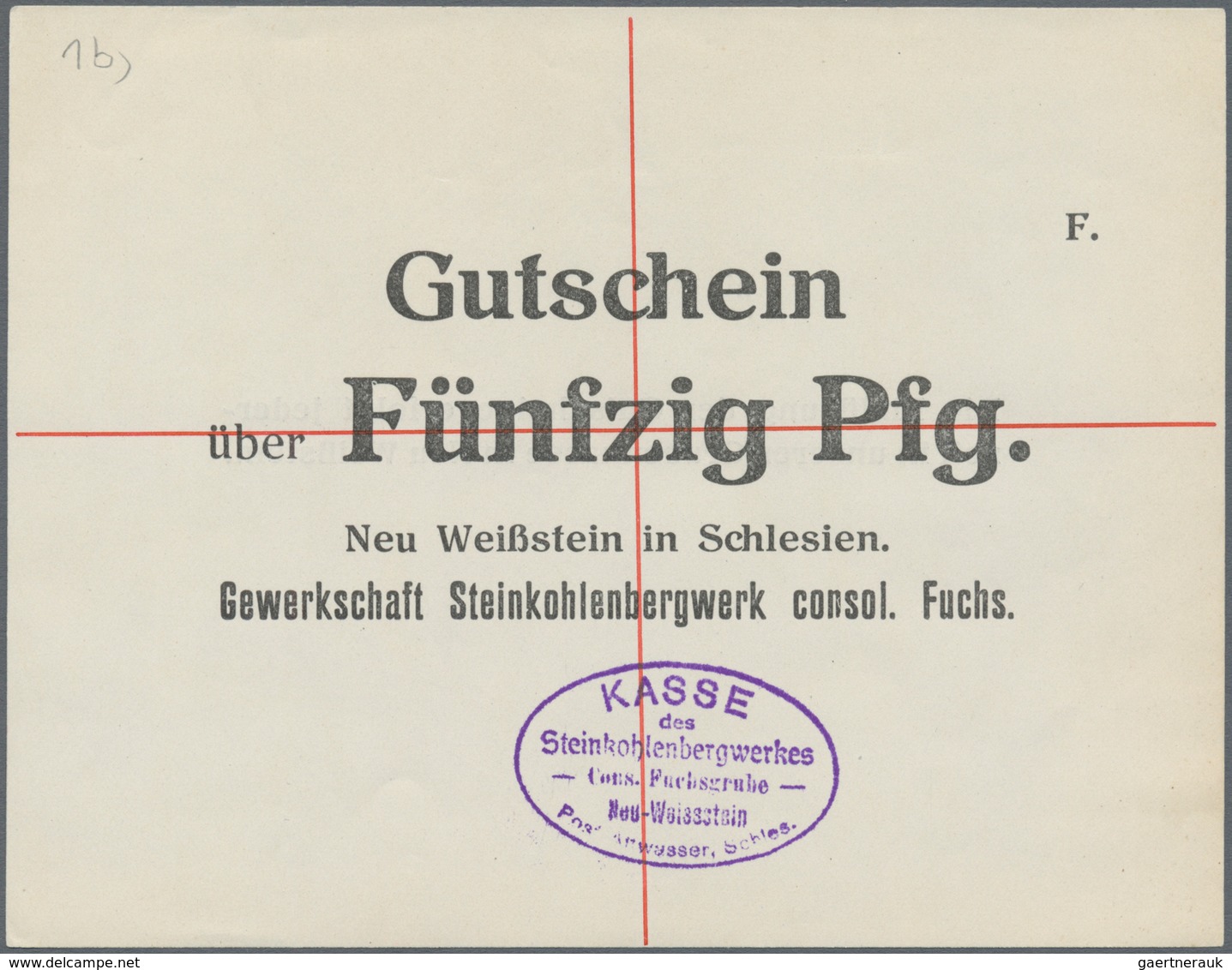 Deutschland - Notgeld - Ehemalige Ostgebiete: Neu-Weißstein, Schlesien, Gewerkschaft Steinkohlenberg - Sonstige & Ohne Zuordnung