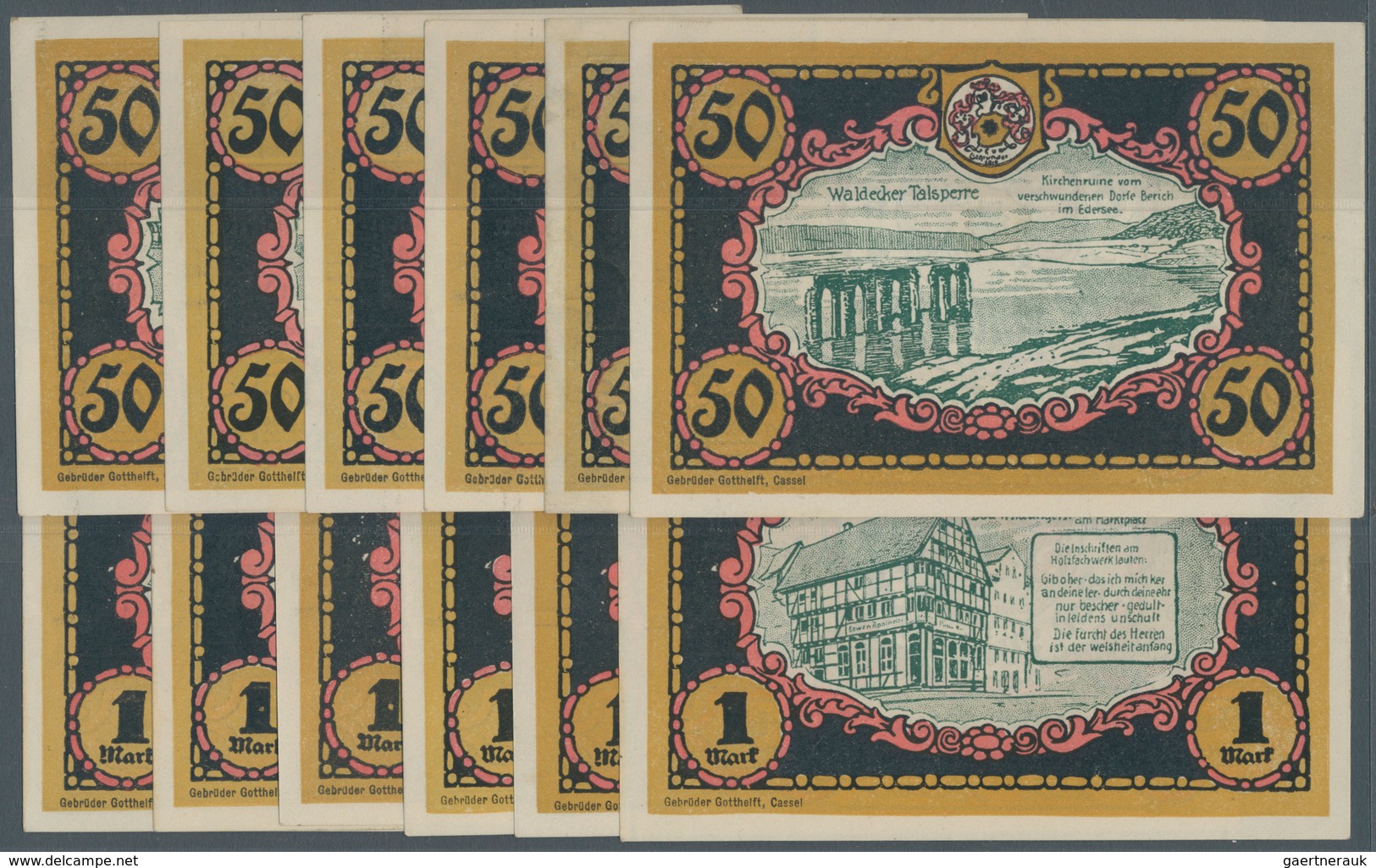 Deutschland - Notgeld - Hessen: Wildungen, Bad, Sportverein Victoria, 6 X 50 Pf., 6 X 1 Mark, 5.5.19 - Lokale Ausgaben