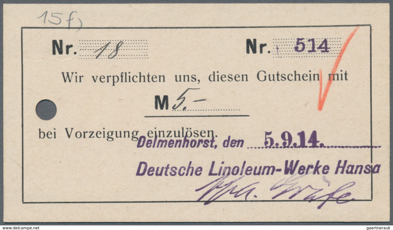 Deutschland - Notgeld - Niedersachsen: Delmenhorst, Deutsche Linoleum-Werke Hansa, 50 Pf., 1, 2, 3, - [11] Lokale Uitgaven