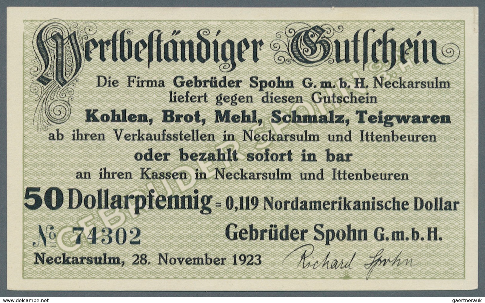 Deutschland - Notgeld - Württemberg: Murrhardt / Neckarsulm / Neresheim: 1) Murrhardt, Stadt, 10 Sch - Lokale Ausgaben