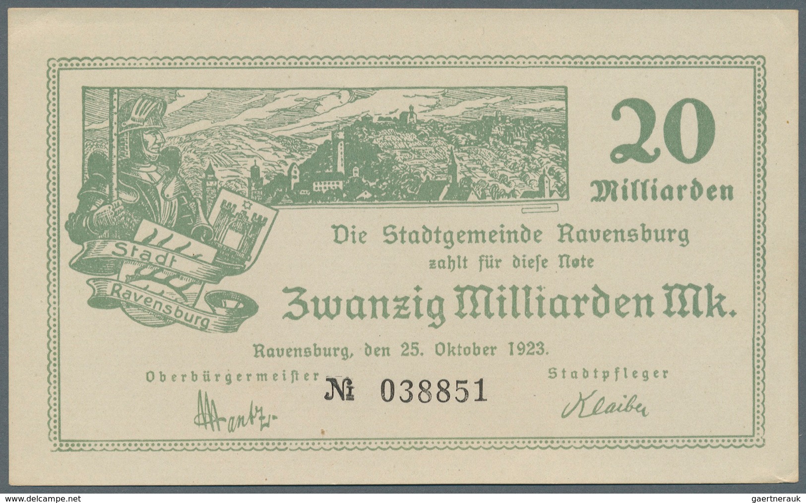 Deutschland - Notgeld - Württemberg: Ravensburg / Reutlingen / Riedlingen / Rottenburg: 1) Ravensbur