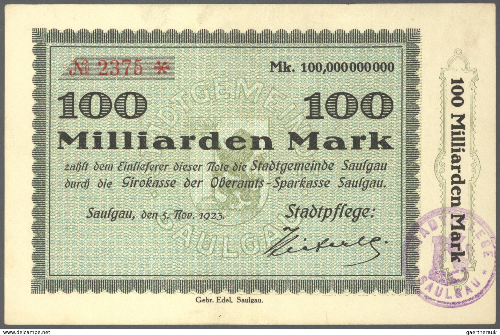 Deutschland - Notgeld - Württemberg: Saulgau, Amtskörperschaft, ½, 1, 5, 10, 20, 50 Mio., 5, 10, 50, - [11] Emissions Locales