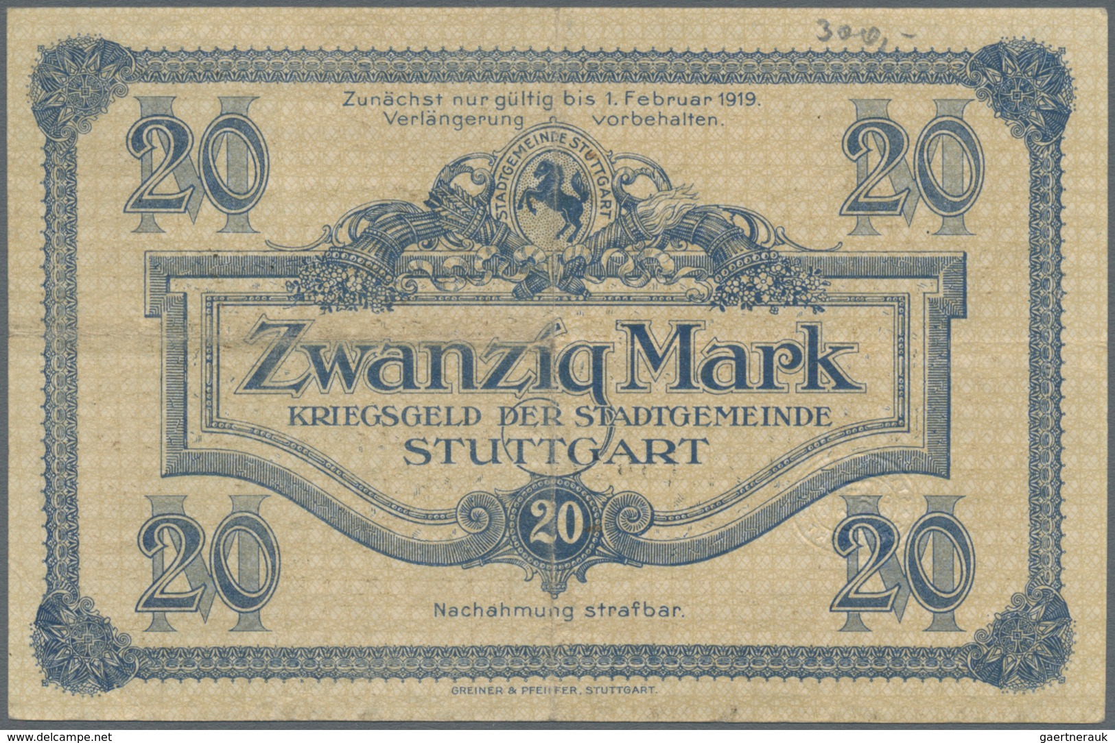 Deutschland - Notgeld - Württemberg: Stuttgart, Stadt, 6 X 50 Pf., 5, 20 Mark, 1918; 100, 2 X 500 Ma - [11] Emissions Locales