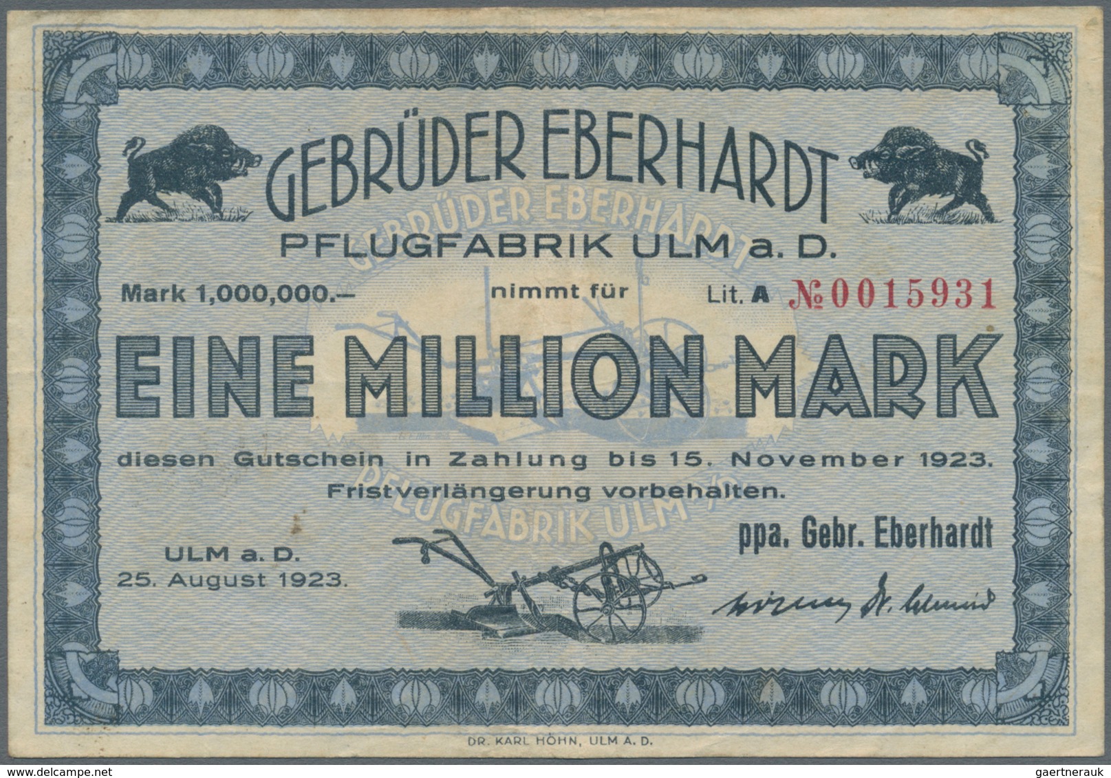 Deutschland - Notgeld - Württemberg: Ulm, Stadt, 5, 10, 20 Mark, 22.10.1918, 500 Mark, 10.10.1922, 5 - [11] Emissions Locales