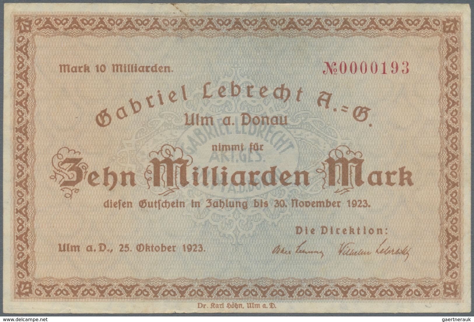 Deutschland - Notgeld - Württemberg: Ulm, Stadt, 5, 10, 20 Mark, 22.10.1918, 500 Mark, 10.10.1922, 5 - Lokale Ausgaben