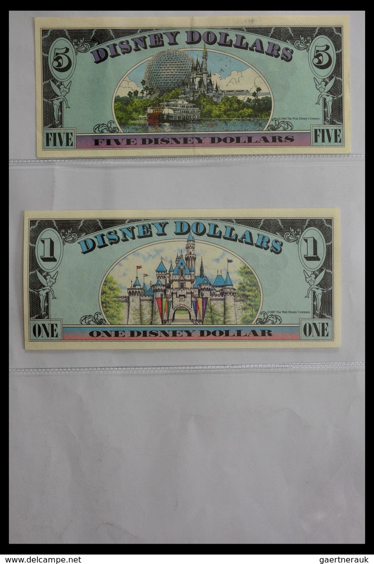 Varia: 1987-2014: Beautiful collection, mosty uncirculated Disney dollars (banknotes valid in Disney