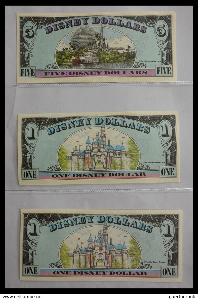 Varia: 1987-2014: Beautiful collection, mosty uncirculated Disney dollars (banknotes valid in Disney