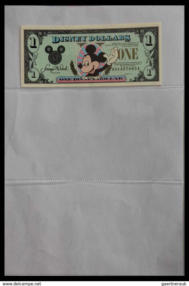 Varia: 1987-2014: Beautiful collection, mosty uncirculated Disney dollars (banknotes valid in Disney