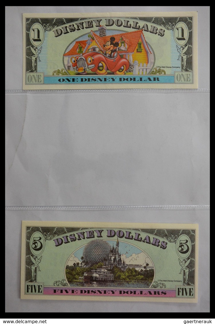 Varia: 1987-2014: Beautiful collection, mosty uncirculated Disney dollars (banknotes valid in Disney