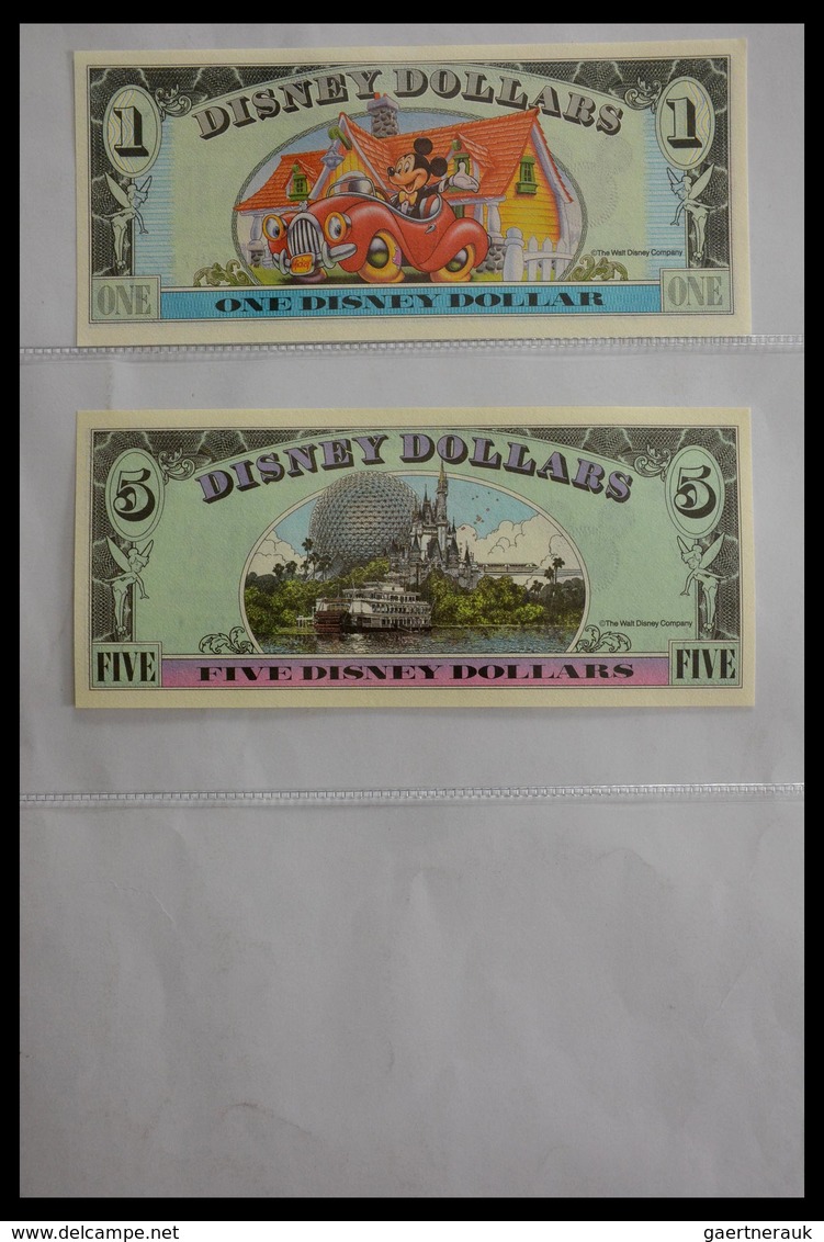 Varia: 1987-2014: Beautiful collection, mosty uncirculated Disney dollars (banknotes valid in Disney