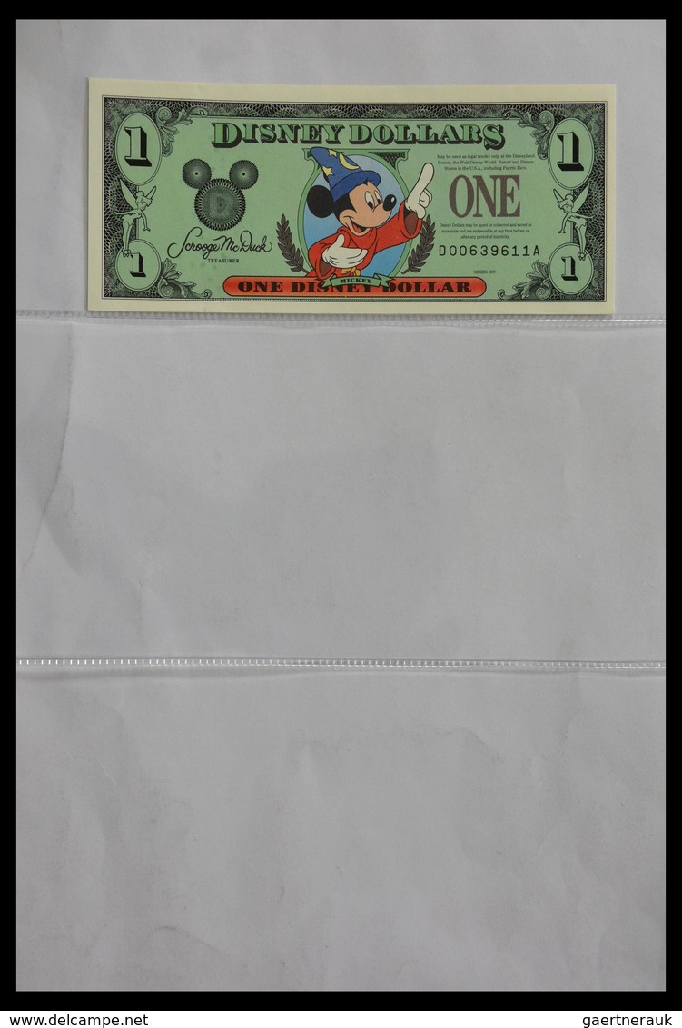 Varia: 1987-2014: Beautiful collection, mosty uncirculated Disney dollars (banknotes valid in Disney