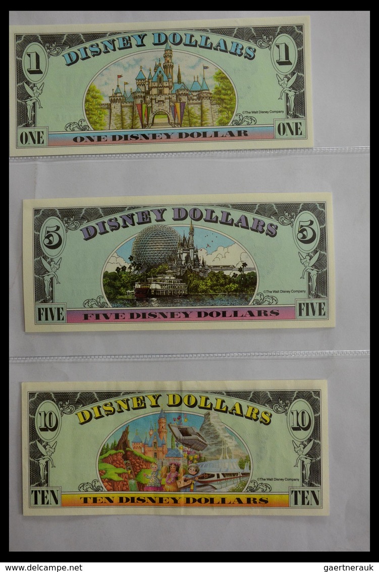 Varia: 1987-2014: Beautiful collection, mosty uncirculated Disney dollars (banknotes valid in Disney