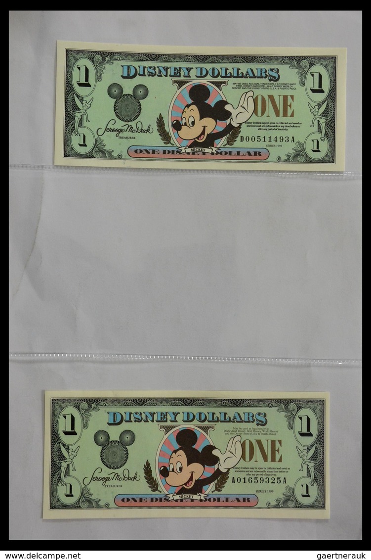 Varia: 1987-2014: Beautiful collection, mosty uncirculated Disney dollars (banknotes valid in Disney