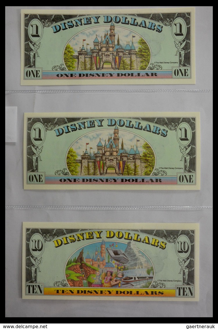 Varia: 1987-2014: Beautiful collection, mosty uncirculated Disney dollars (banknotes valid in Disney