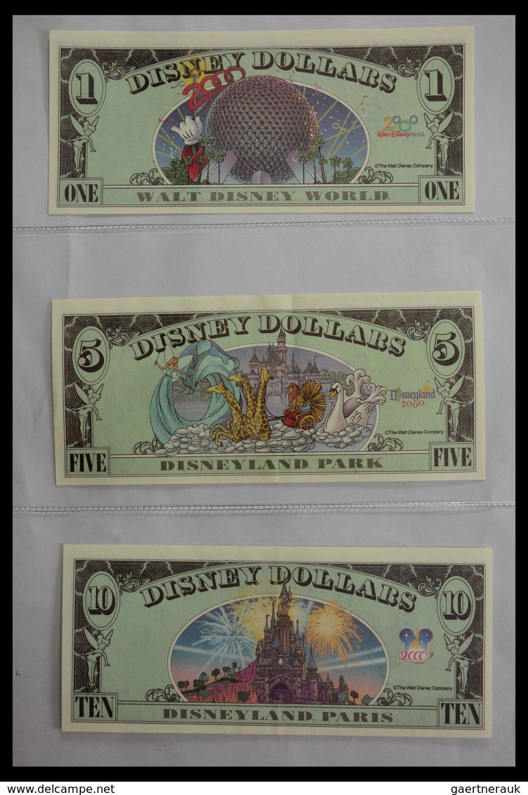 Varia: 1987-2014: Beautiful collection, mosty uncirculated Disney dollars (banknotes valid in Disney