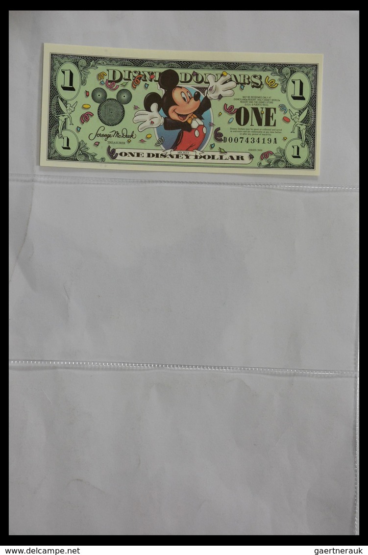 Varia: 1987-2014: Beautiful collection, mosty uncirculated Disney dollars (banknotes valid in Disney