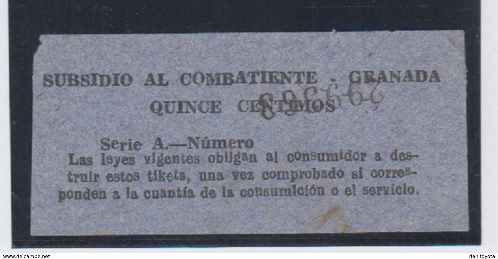 GRANADA.  EDIFIL  181 *   SUBSIDIO AL COMBATIENTE. - Emisiones Nacionalistas