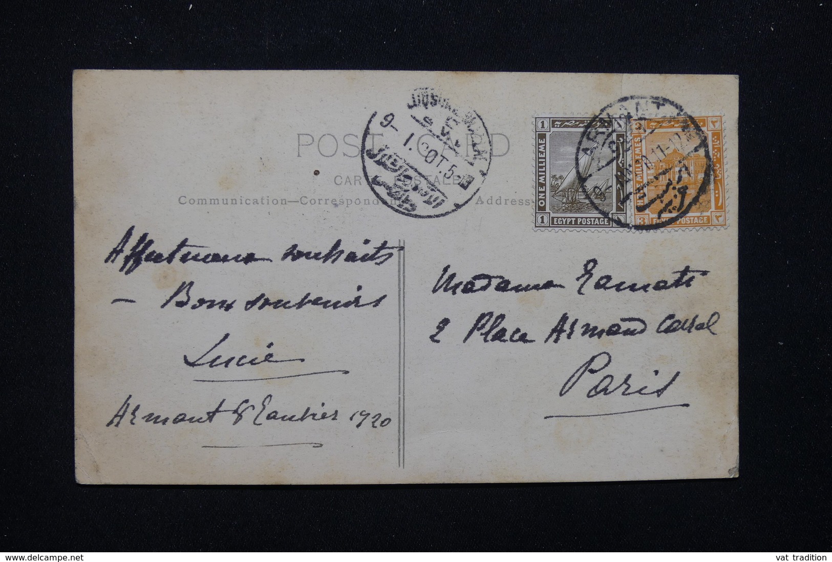 EGYPTE - Affranchissement D 'Armant Sur Carte Postale En 1920 Pour Paris - L 21367 - 1915-1921 Protectorat Britannique