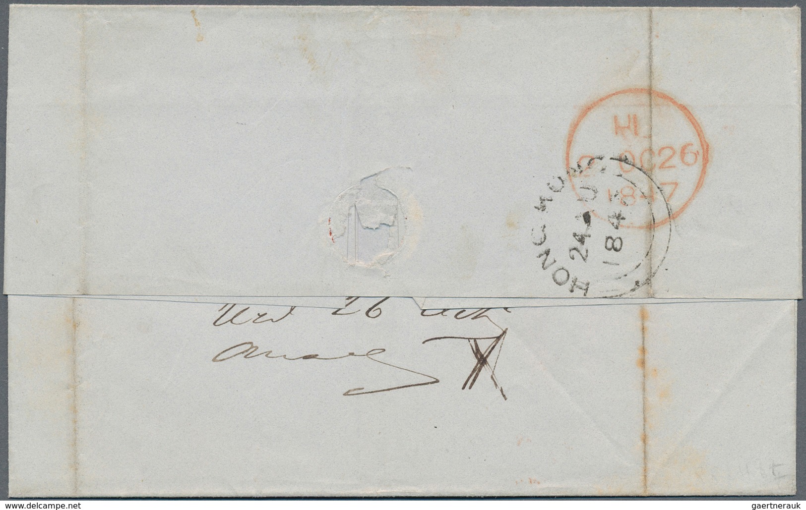 China: 1847, Folded Envelope Dated Canton 13 July Via "HONG KONG 24 JU 1847" And Endorsed "via South - Other & Unclassified