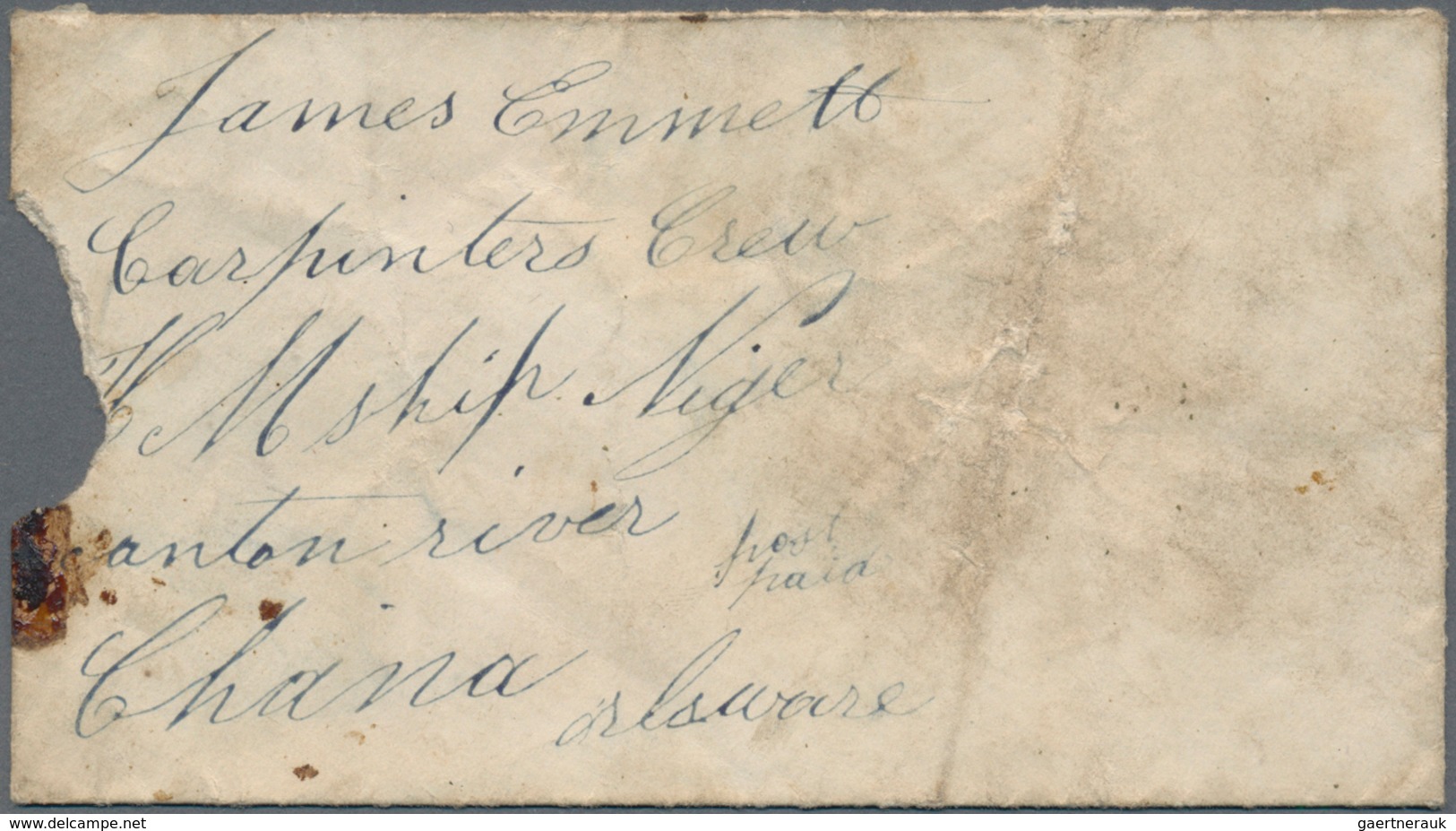 China: 1857-58 Correspondence from and to James Emmett on board H.M.S. "Niger" at CANTON RIVER and i