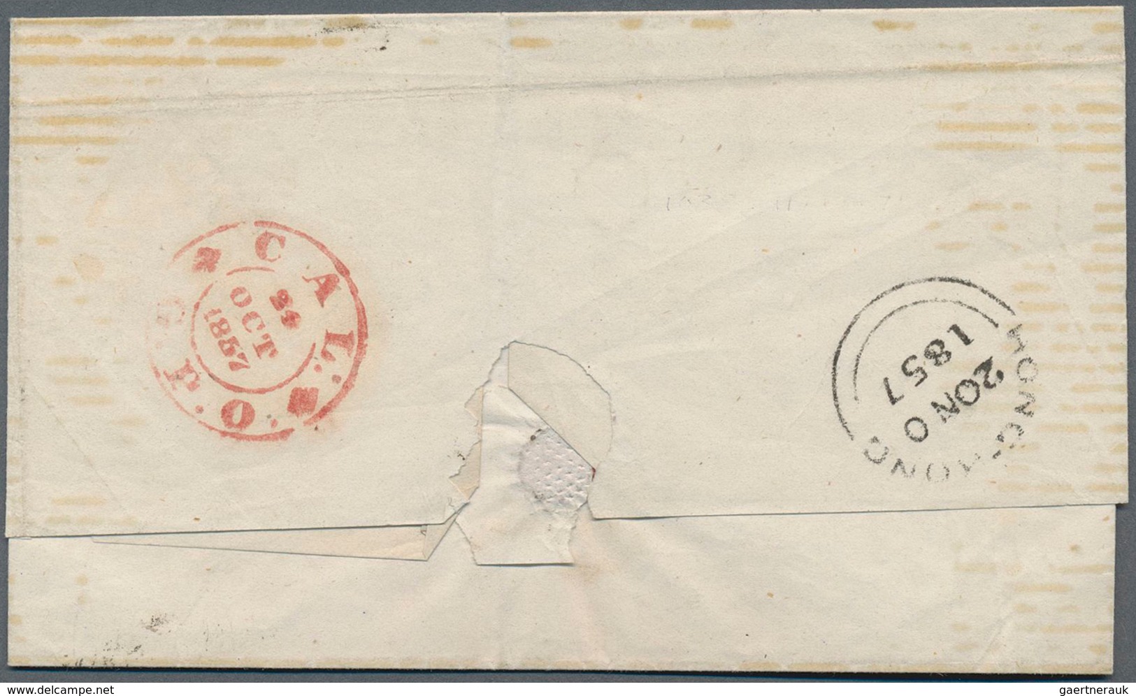 China: 1857 "2nd Opium War": Cover From Calcutta, India To Shanghai Via Hongkong By Steamer "James H - Sonstige & Ohne Zuordnung