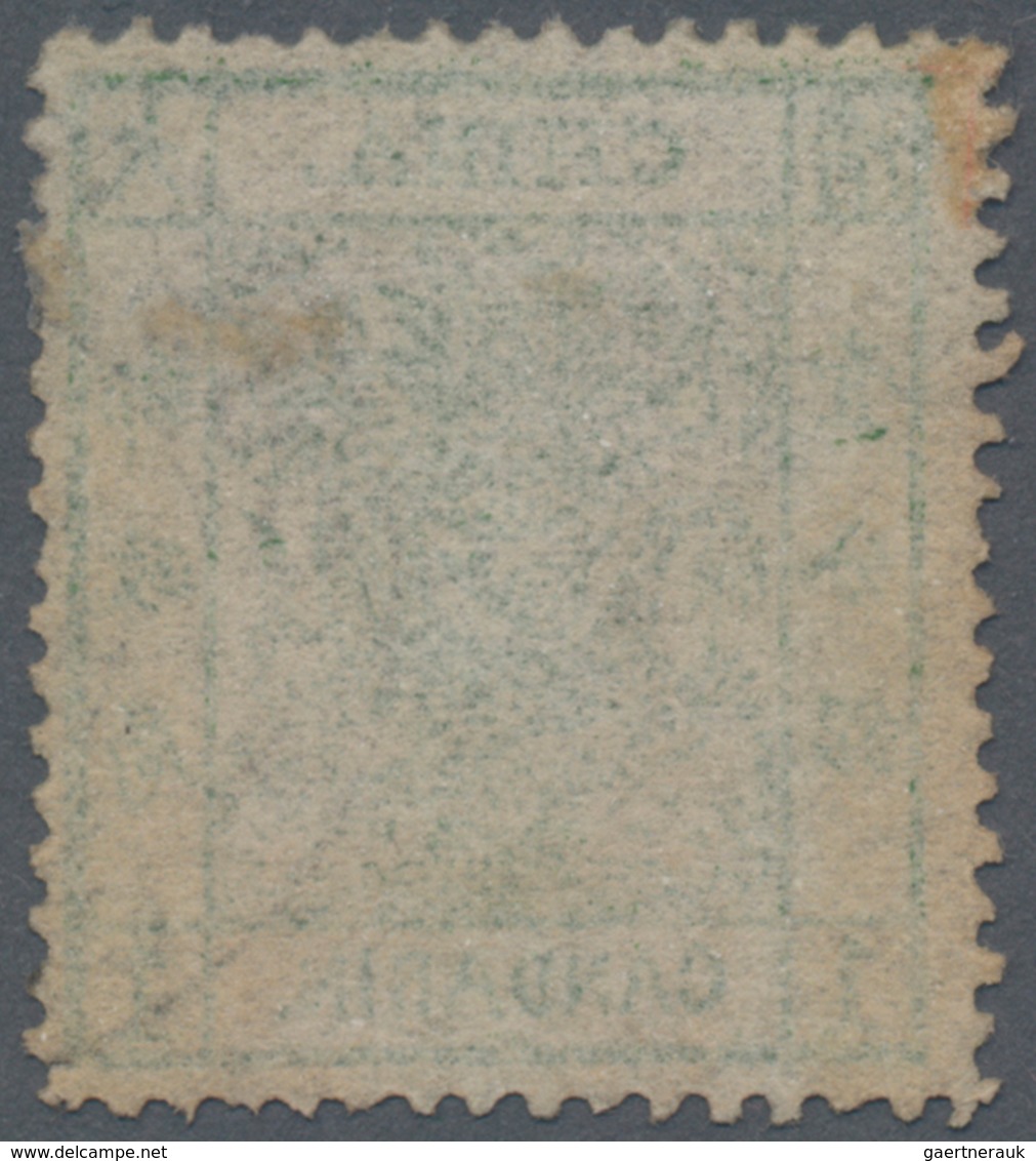 China: 1878, Large Dragon Thin Paper, 1 C. Green, Deep Impression, Canc. Customs Dater Of C.. (Miche - Sonstige & Ohne Zuordnung