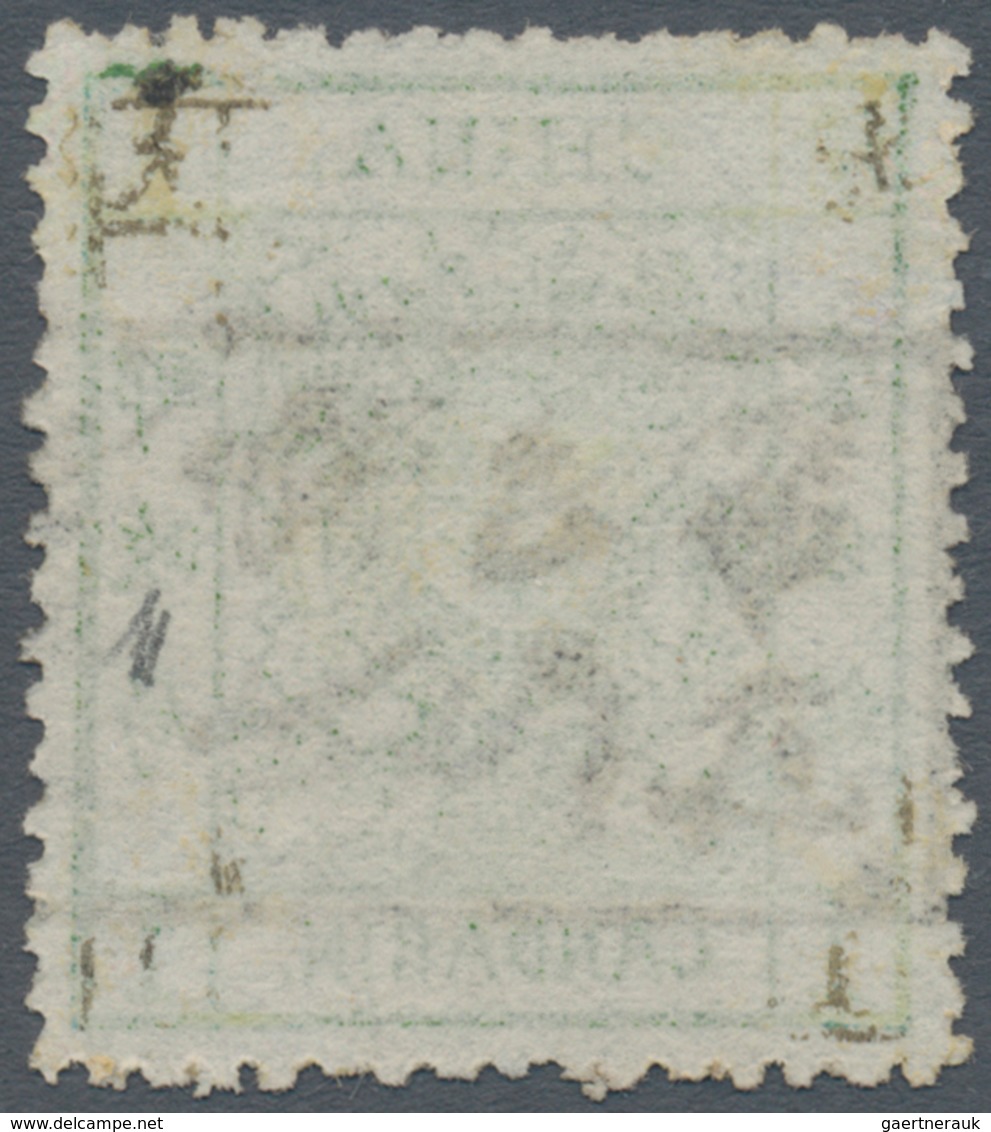 China: 1878, Large Dragon Thin Paper 1 Ca. Yellowish Green, Pos. 2, Canc. Boxed "postage Paid" In Ch - Other & Unclassified