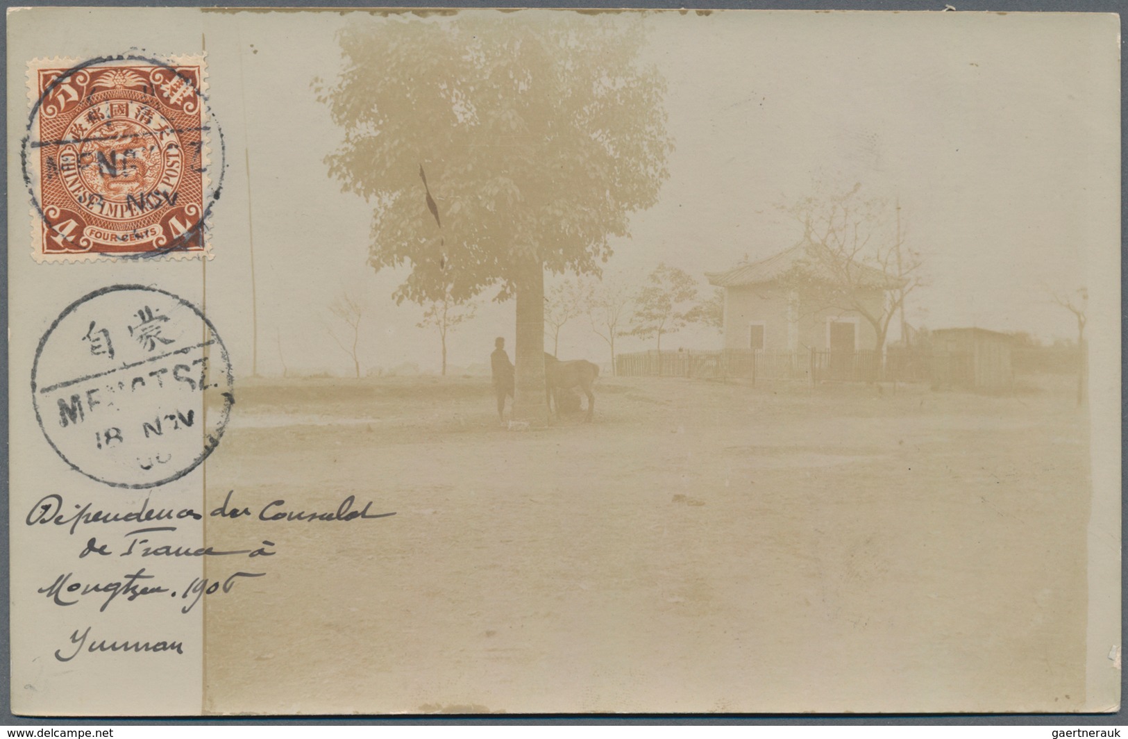 China: 1906. Photographic Post Card Of 'The French Consulat In Mongtze For The Yunnan Railway' Addre - Other & Unclassified