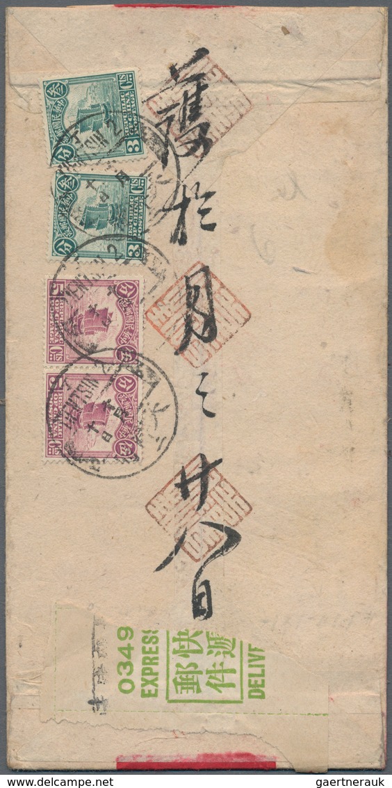 China - Express Marken 1905/1916 - Express Letter Stamps: 1920/30 (ca.), red-band covers (6) with ex